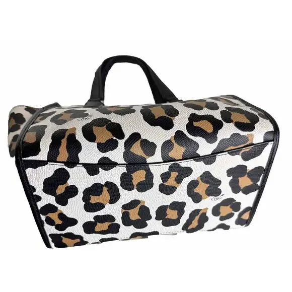Coach MINI CROSBY CARRYALL IN OCELOT PRINT LEATHER, Black, White, Tan, 41-13 - Picture 13 of 15